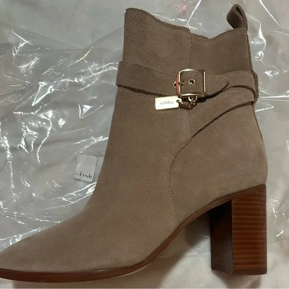 Coach Olivia Tan Suede Block Heel Boots Size 8 Retail $265 - Picture 6 of 9